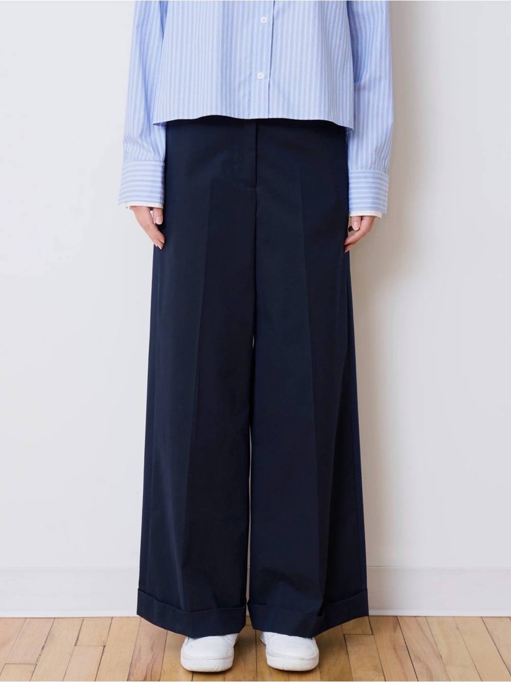 WE-AR4 The Field Trouser Cuffed Wide Leg Navy Workwear Utility Pants Size XS
